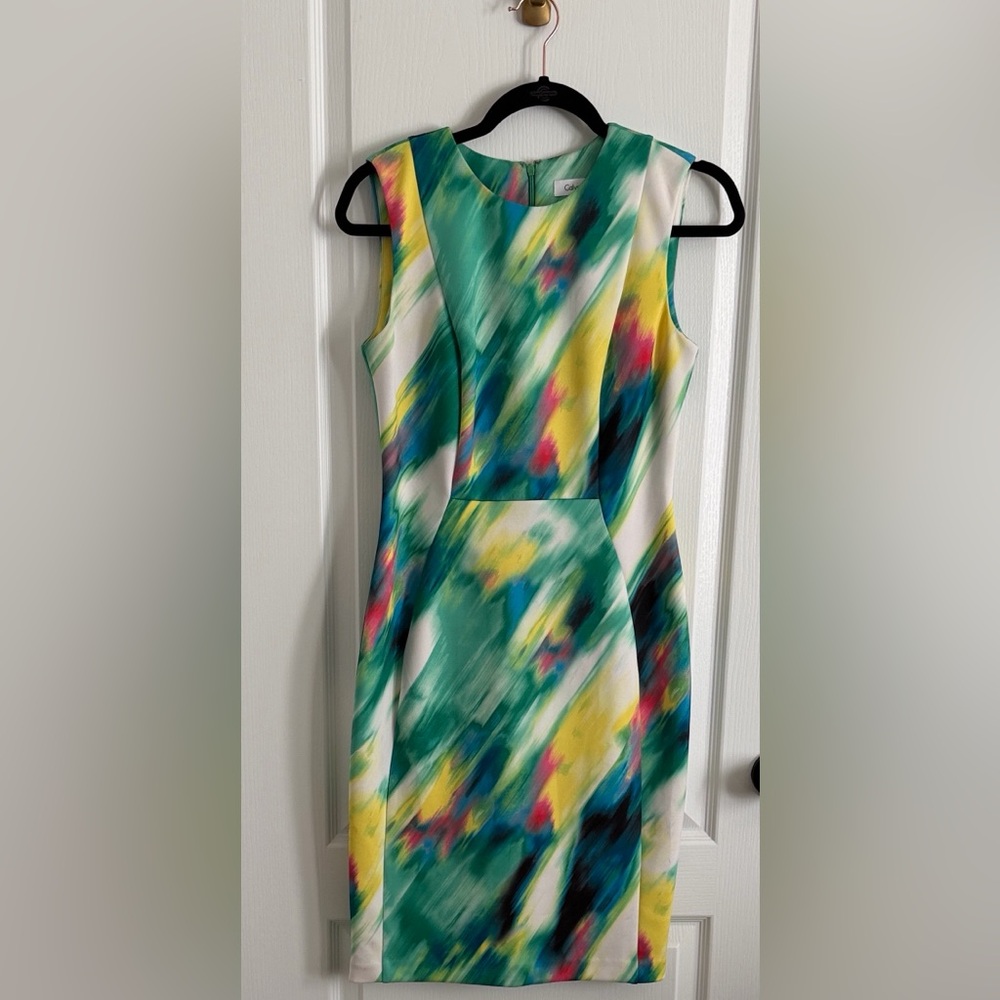 Calvin Klein Vibrant Abstract Midi Dress